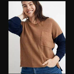 NWOT Madewell Thompson Knit Pocket Pullover Sweater in Colorblock US XXL